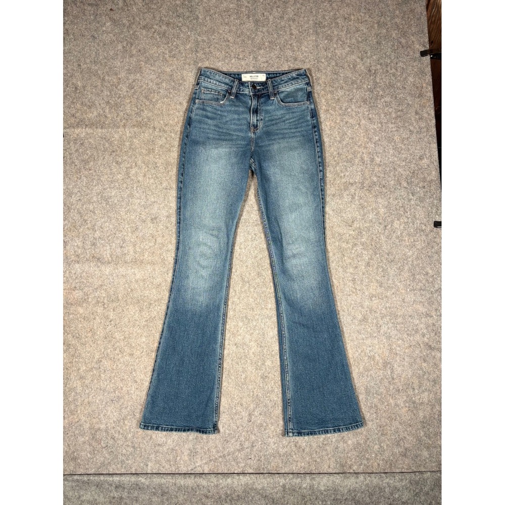 Hollister High-Rise Boot Jeans Womens 2L W26 Blue Curvy Fit Flare Long Denim